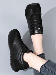 Zapatillas de running con detalles de parches y cordones para mujer, para otoño/invierno - Negro - Ver 7