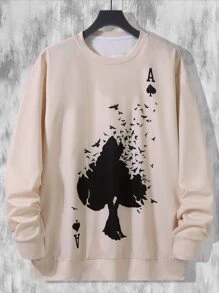 Manfinity LEGND Men Playing Card And Bird Print Pullover - Apricot - View 3