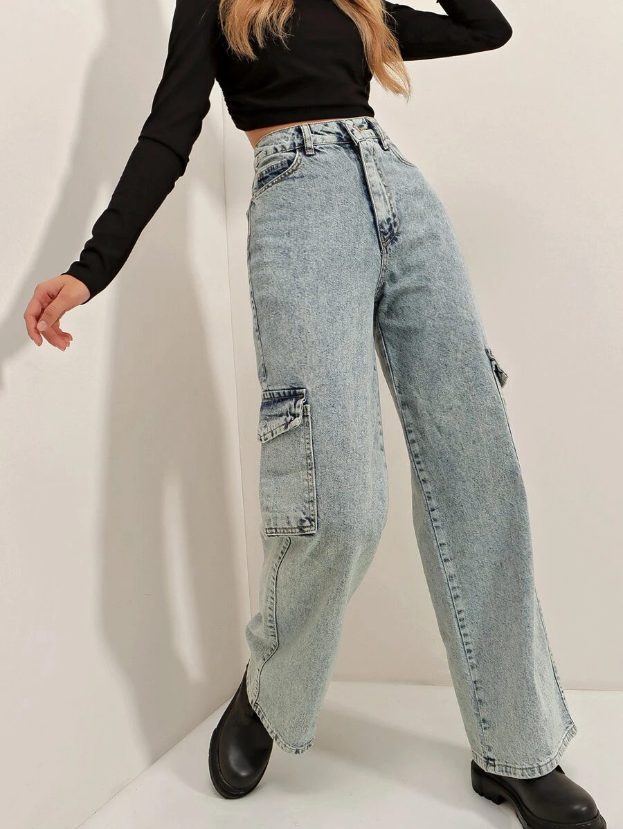 Flap Pocket Zip Fly Jeans