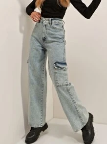 Flap Pocket Zip Fly Jeans