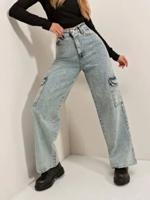 Flap Pocket Zip Fly Jeans