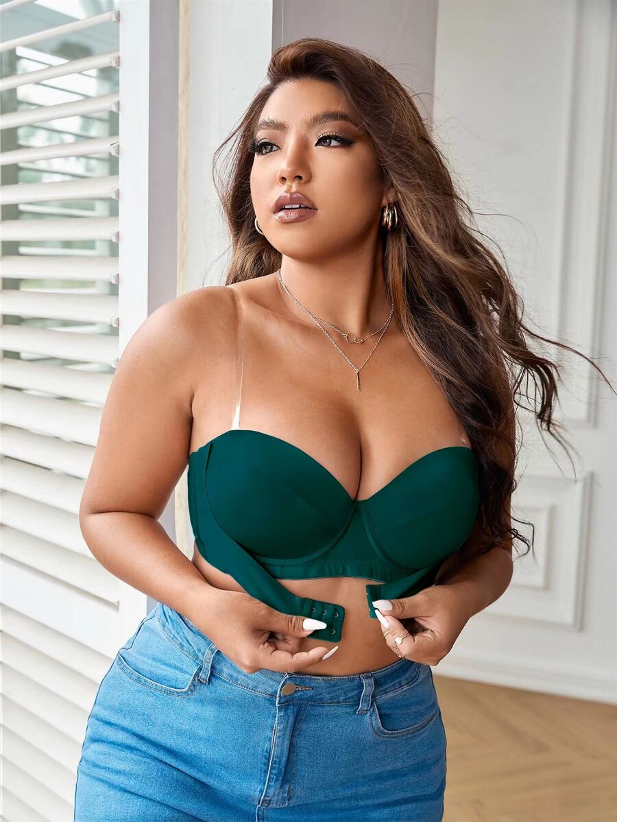 1 par Sujetador unicolor con aro con Tira bandolera - Agua verde azul - Ver 1