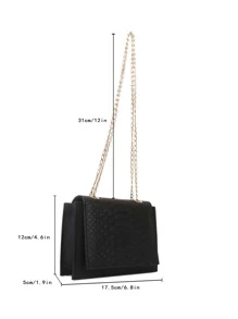 Túi vai Snakeskin In Chuỗi Thanh lịch - màu đen - Xem 3