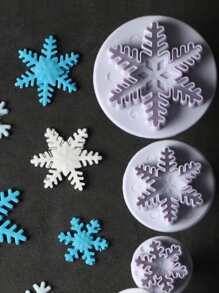 3 piezas Molde de galleta en forma de copo de nieve - Blanco - Ver 2