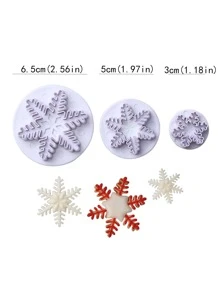 3 piezas Molde de galleta en forma de copo de nieve - Blanco - Ver 3