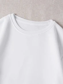 SHEIN EZwear Wings Print Thermal Lined Sweatshirt - White - View 5