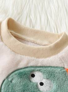 Bebé niño Pullover con bordado de dinosaurio de manga raglán con pantalones - Multicolor - Ver 3