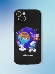 ROMWE X The Smurfs Cartoon Graphic Phone Case - Multicolor - View 1
