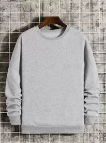Manfinity Dauomo Men Round Neck Thermal Lined Sweatshirt - Grey - View 1