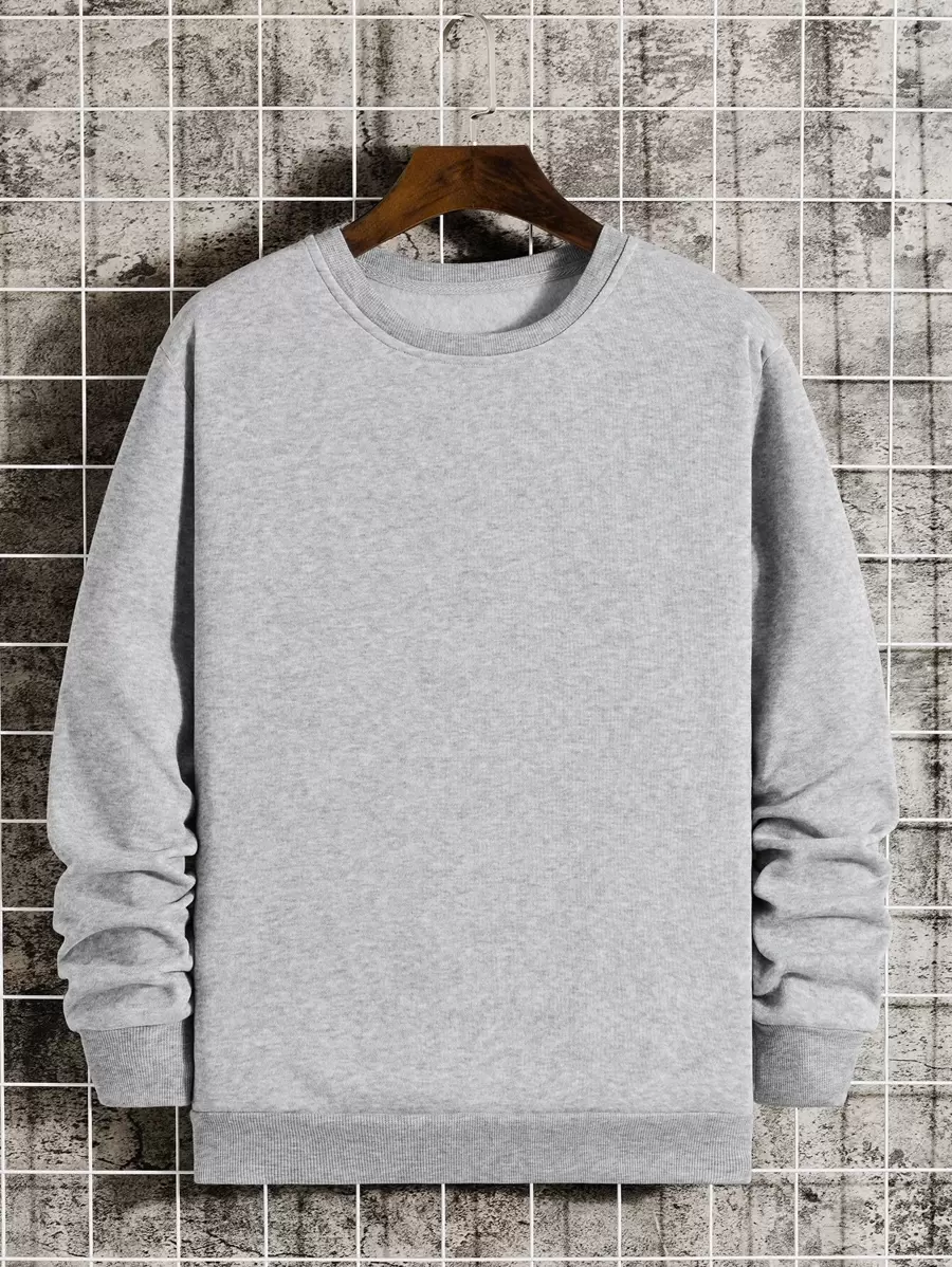 Manfinity Dauomo Men Round Neck Thermal Lined Sweatshirt - Grey - View 1