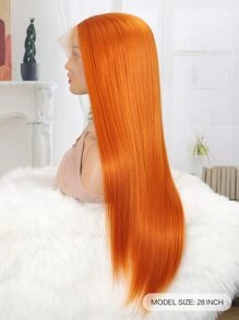 13*4*1T型假髮合成纖維頭髮橘色無膠蕾絲假髮預先拔毛 - 橘色 - 查看 6