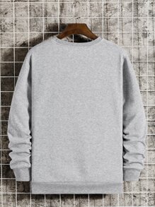 Manfinity Dauomo Men Round Neck Thermal Lined Sweatshirt - Grey - View 2