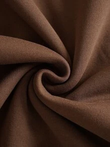 Men Letter Graphic Drawstring Thermal Lined Hoodie - Chocolate Brown - View 6