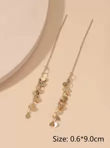 Disc Decor Threader Earrings - Yellow Gold - View 3