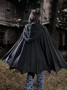 ROMWE Goth Tie Front Cape - Black - View 2