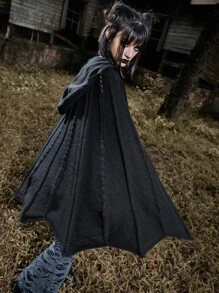 ROMWE Goth Tie Front Cape - Black - View 5