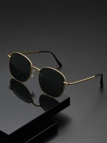 Men's Square Metal Frame Fashion Glasses, Casual & Versatile, Suitable For School, Halloween, Beach And Other Occasions, Ideal For Summer Beach Vacation, Outdoor Travel And More - Grey - View 2