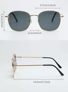 Men's Square Metal Frame Fashion Glasses, Casual & Versatile, Suitable For School, Halloween, Beach And Other Occasions, Ideal For Summer Beach Vacation, Outdoor Travel And More - Grey - View 3