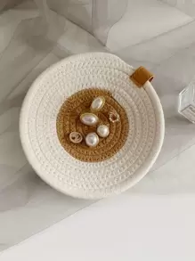 1入組雙色圓形編織首飾類收納託盤 - 彩色 - 查看 1