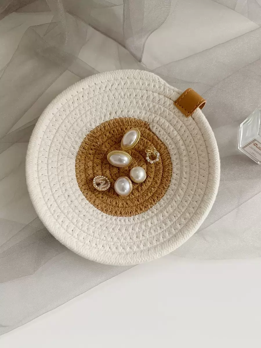 1入組雙色圓形編織首飾類收納託盤 - 彩色 - 查看 1