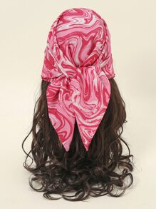 1pc Simple Printed 70cm Square Scarf, New Spring/Autumn Bandana For Women, Multifunctional As Waistband, Bag Accessory, Headband, Fashionable Scarf Bandana,Hair Band,Head Band Ideal For Dressing Up Your Look,School - Hot Pink - View 1