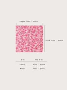 1pc Simple Printed 70cm Square Scarf, New Spring/Autumn Bandana For Women, Multifunctional As Waistband, Bag Accessory, Headband, Fashionable Scarf Bandana,Hair Band,Head Band Ideal For Dressing Up Your Look,School - Hot Pink - View 5