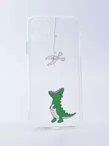 1 pieza Funda compatible con iPhone con estampado de dibujos animados transparente - transparente - Ver 2