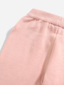 Baby Ruffle Trim Cardigan & Knit Trousers - Baby Pink - View 4