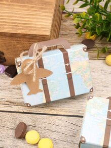 10 件地图印刷飞机装饰礼品盒，派对用小纸质糖果盒