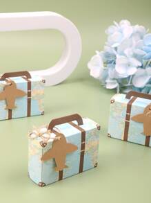 10 件地图印刷飞机装饰礼品盒，派对用小纸质糖果盒