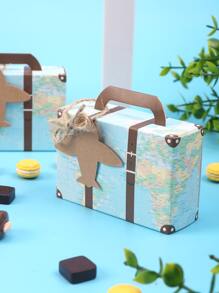 10 件地图印刷飞机装饰礼品盒，派对用小纸质糖果盒