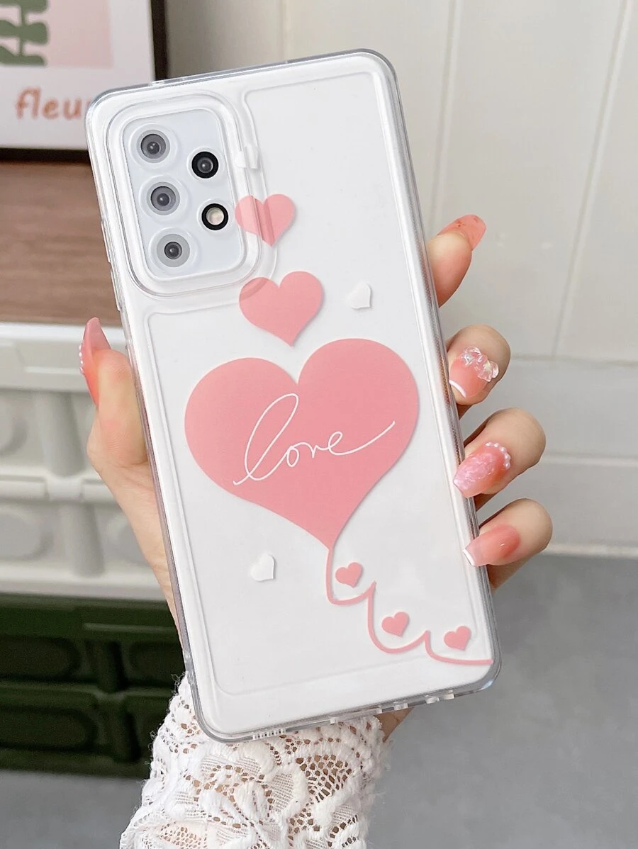 愛心圖案透明手機殼 - 無色 - 查看 1