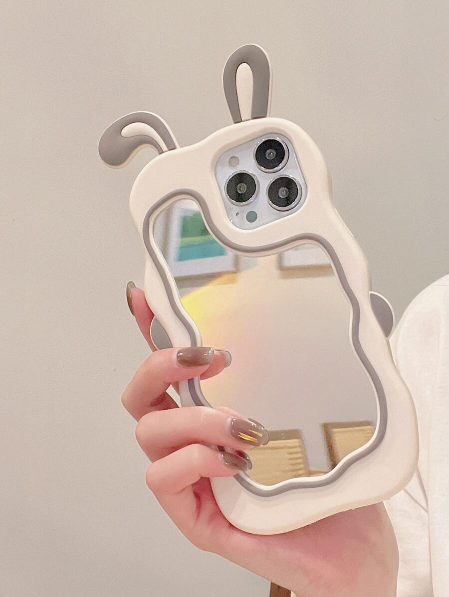 Rabbit Ear Decor Mirror Phone Case - Multicolor - View 1