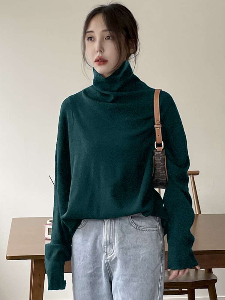 High Neck Batwing Sleeve Oversized Sweater Winter