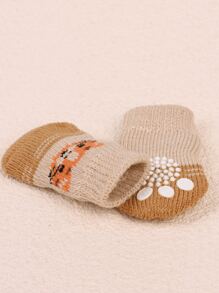 4pcs Random Color Cartoon Pattern Pet Socks - Multicolor - View 4