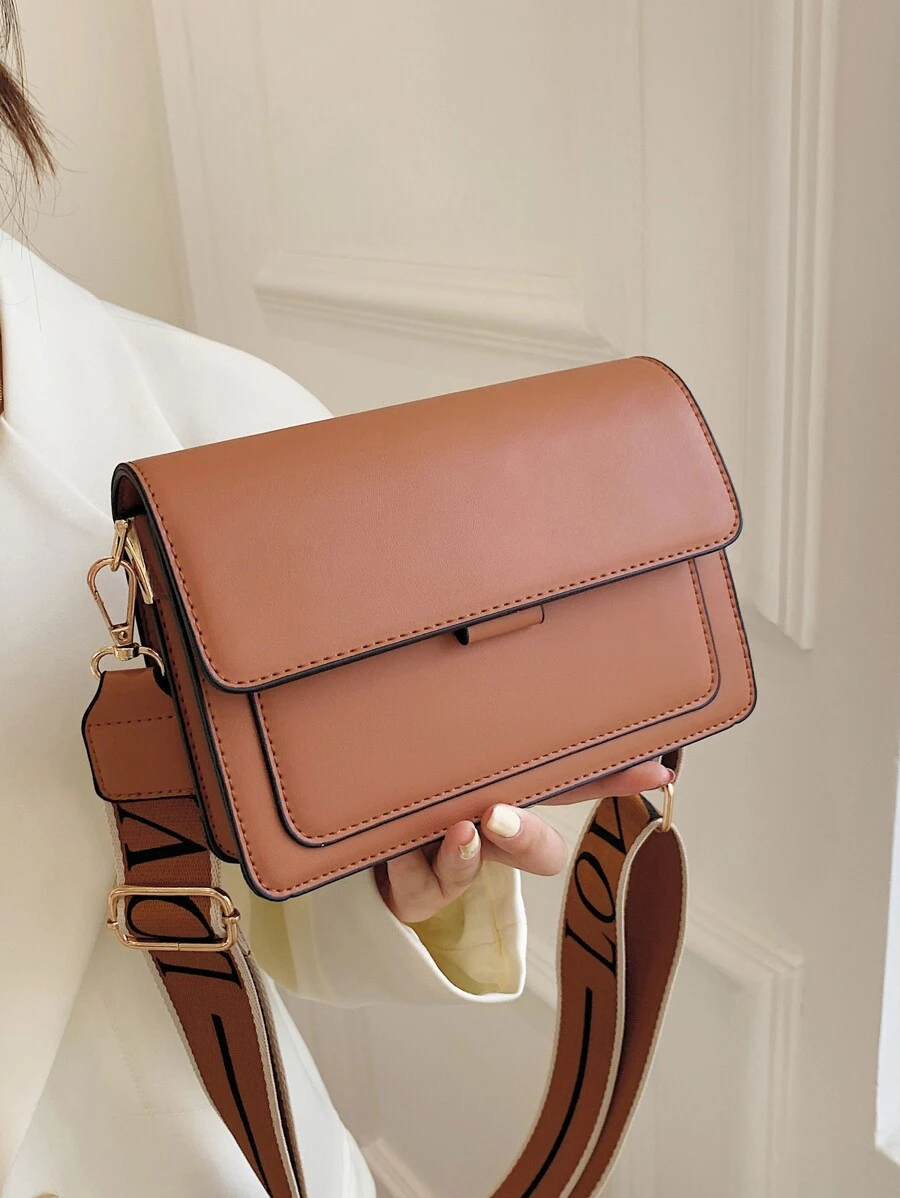 Mini Minimalist Flap Square Bag - Rust Brown - View 1
