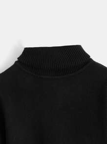 SHEIN 小男童素色高領套頭毛衣 - 黑色 - 查看 4
