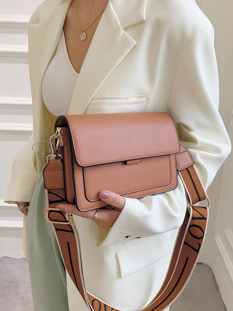 Mini Minimalist Flap Square Bag - Rust Brown - View 4