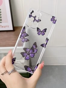 Butterfly Print Clear Phone Case - Clear - View 4