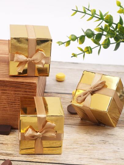 10入組金屬質感蝴蝶結裝飾禮物盒