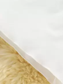 SHEIN Tween Girl Contrast Dobby Mesh Flounce Sleeve Ruffle Trim Belted Dress