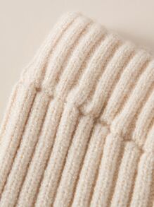 Baby Ribbed Knit Flare Leg Trousers - Apricot - View 4