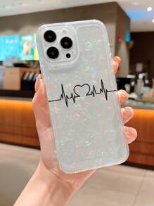 Space Case Heartbeat Pattern Seashell Textured Cardboard Phone Case, Compatible With Iphone 15 Pro Max,International Version, Not The Domestic Version - Multicolor - View 4