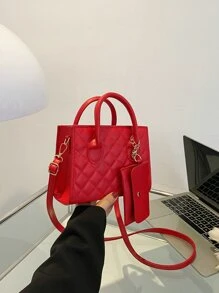 防水、輕盈、商務休閒霓虹紅色方形包帶小袋適合青少年女孩女大學生、菜鳥和白領非常適合辦公室、學院、工作、商務、通勤、戶外、旅行、郊遊 - 紅色 - 查看 2