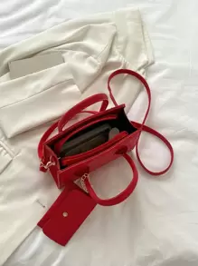 防水、輕盈、商務休閒霓虹紅色方形包帶小袋適合青少年女孩女大學生、菜鳥和白領非常適合辦公室、學院、工作、商務、通勤、戶外、旅行、郊遊 - 紅色 - 查看 5