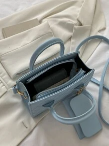 Túi đeo chéo Nữ Kẻ sọc Có thể điều chỉnh được Đôi tay cầm Đúng mốt - Màu xanh lam - Xem 5