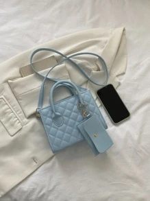 Túi đeo chéo Nữ Kẻ sọc Có thể điều chỉnh được Đôi tay cầm Đúng mốt - Màu xanh lam - Xem 6