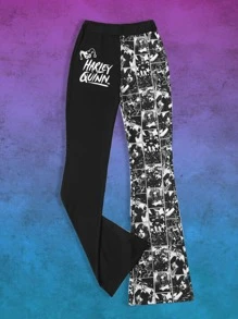 Harley Quinn | ROMWE Letter Figure Graphic Pants - Black and White - View 6