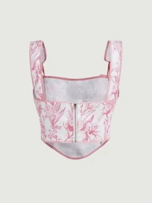 SHEIN MOD 滿身花卉撞色滾邊打結吊帶上衣