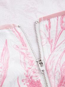 SHEIN MOD 滿身花卉撞色滾邊打結吊帶上衣